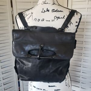 Aunts & Uncles Black Leather Convertible Bag Backpack Unisex